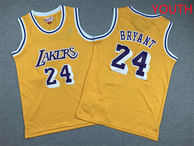Youth Los Angeles Lakers #24 Bryant Yellow 2025 NBA Jersey style 3